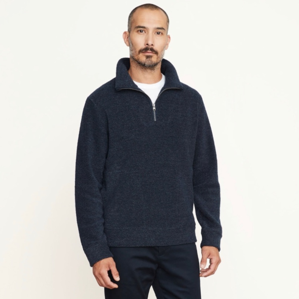 Vince Quarter-Zip Boucle Wool Sweater